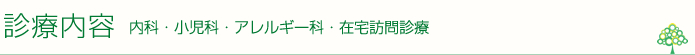 診療内容 内科・小児科・アレルギー科・在宅訪問診療